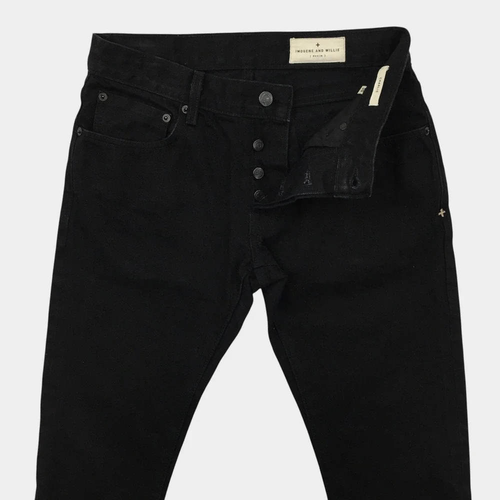 Imogene and Willie Charlie Black Selvedge Denim Jeans Mens Size 30 Button Fly